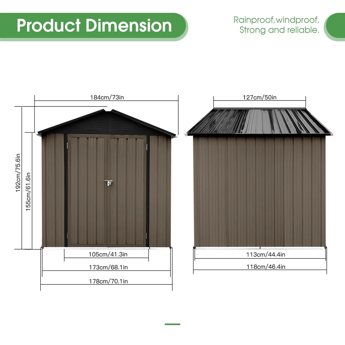 Aukfa Outdoor Storage Shed, 5 X 4 FT Metal Garden Shed, Waterproof Tool Shed for Backyard Patio, Brown