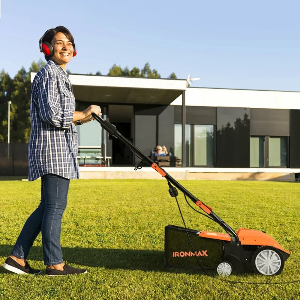 GVN 13 Inch 12 Amp Electric Scarifier with Collection Bag and Removable Blades-Orange