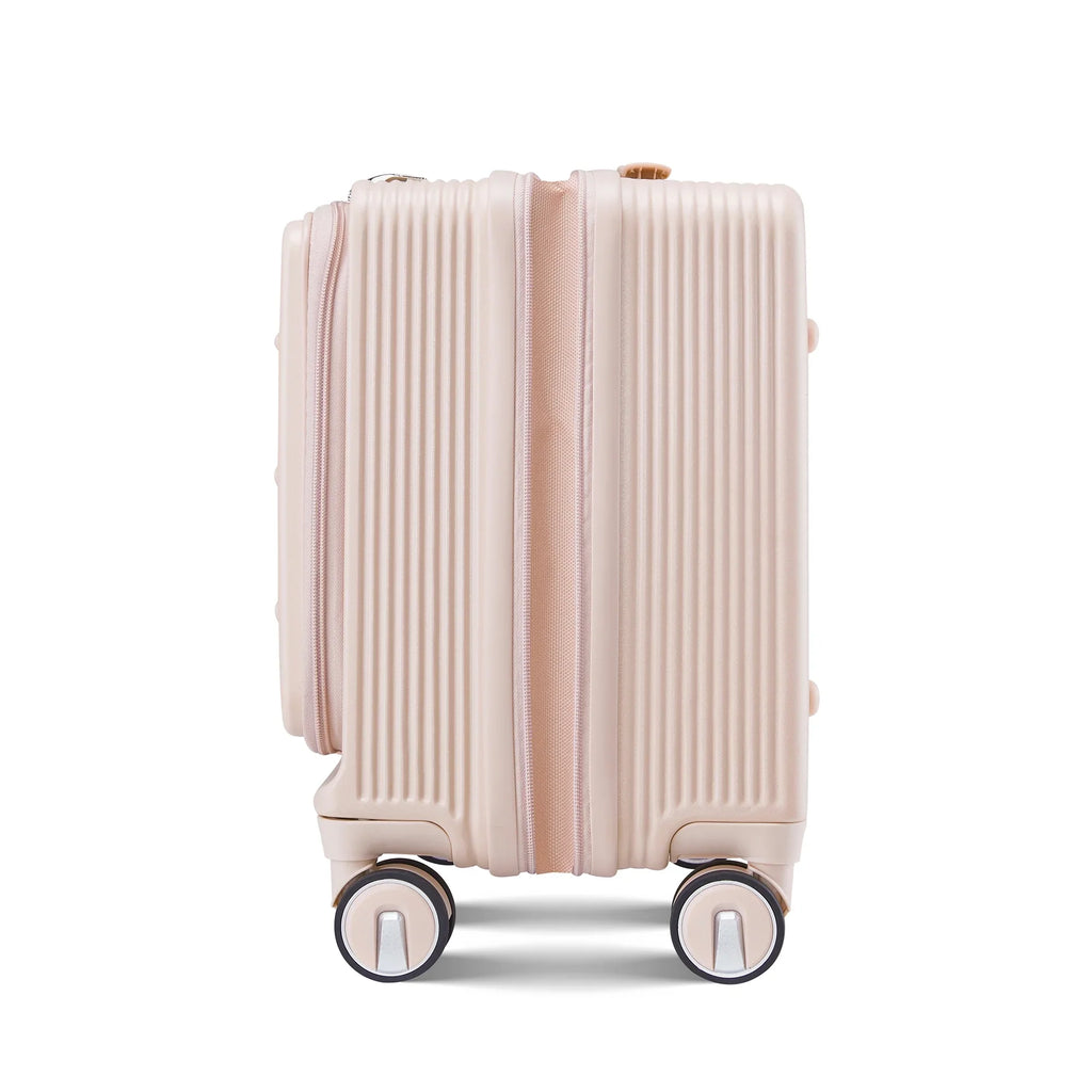 18" Carry On Luggage with Front Open Door &Laptop Interlayer, Hard Shell Suitcase Built-In TSA Luggage Lock, Hardside Lightweight PC Travel Suitcase for Women Men with Spinner Wheels Airline Approved