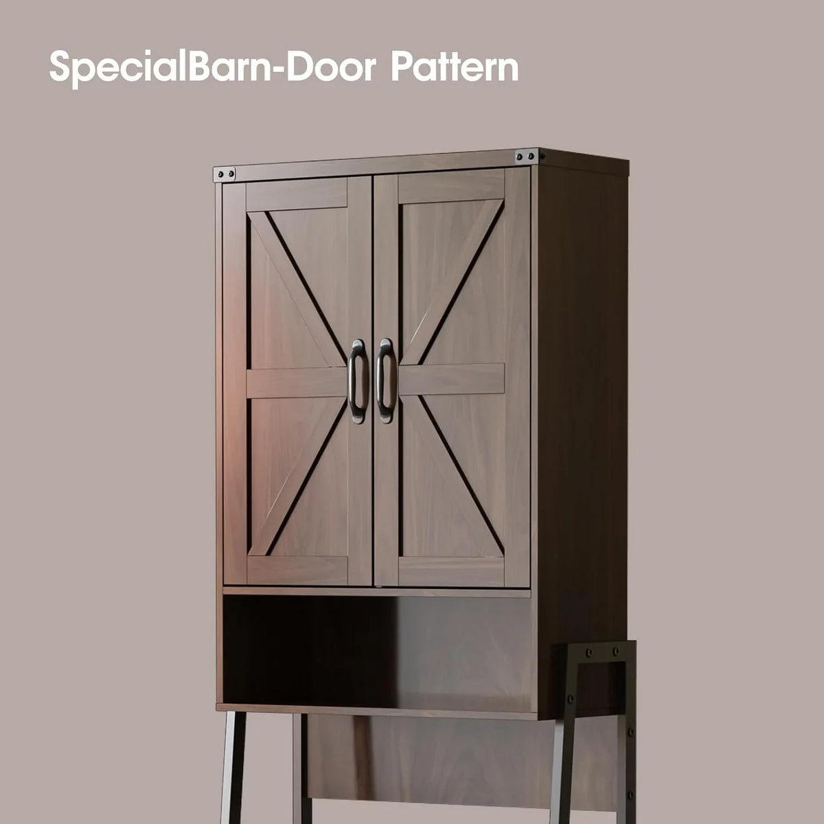 Vabches Over The Toilet Storage Cabinet, 68" H Farmhouse Freestanding Bathroom Storage Organizer with Double Doors & Storage Shelves