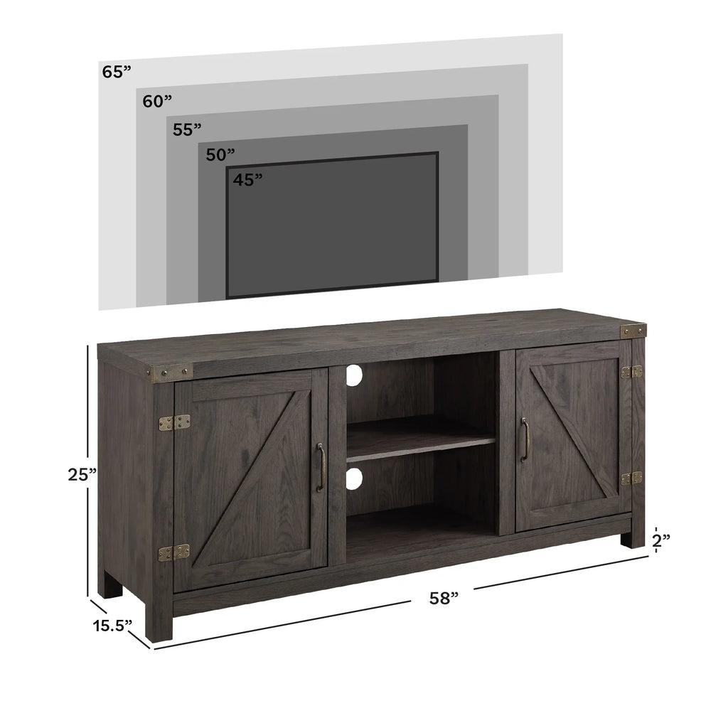 Walker Edison Modern Farmhouse Barn Door TV Stand for TVs up to 65", Grey Wash