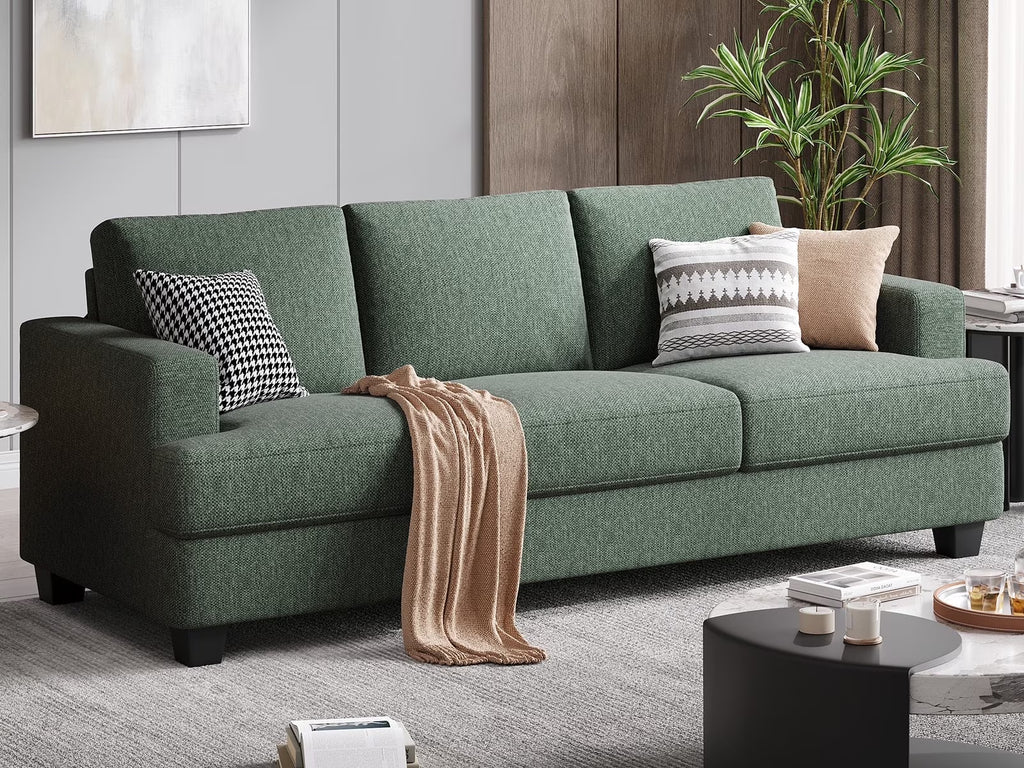 BLAZANT 3 Seater Sofa Oversize, 89" Extra Large Size Sofa Couch with Extra Deep Seats, Modern Loveseat Sofa, Comfortable Fabric, Easy to Install, for Living Room Apartment Lounge, Brown