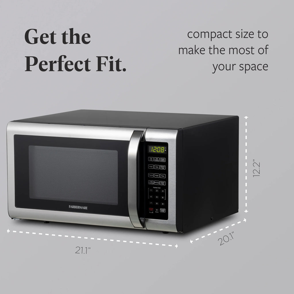 Farberware FMGZ09BKA 0.9 Cu. Ft. Microwave Oven, 900W, Digital Control, LED Display, 6 Cooking Presets, Black