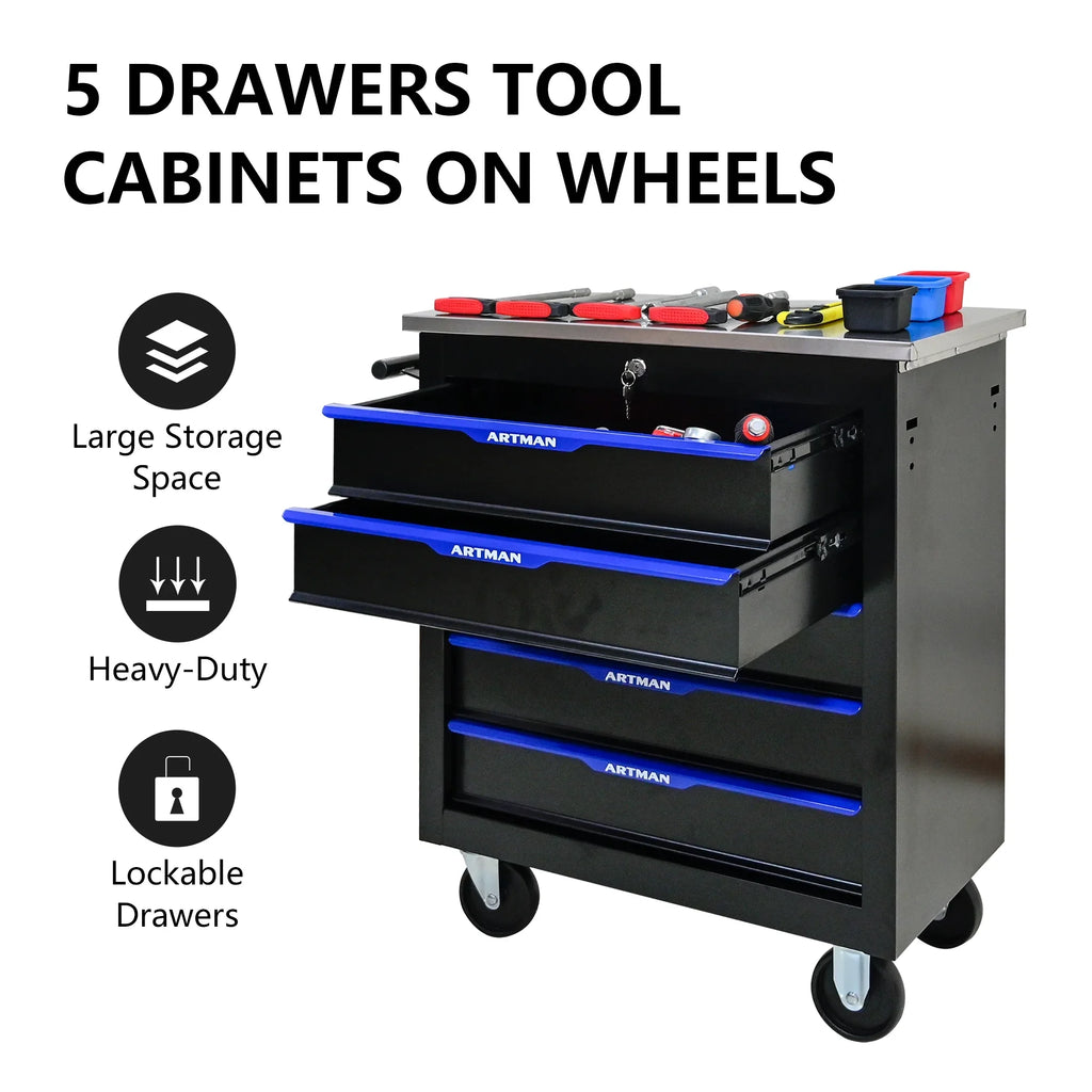 ARTMAN 6-Drawer Tool Storage Chest with Lockable Wheel,6 Drawer Tool Storage Cabinet for Garage, Warehouse, Repair Shop