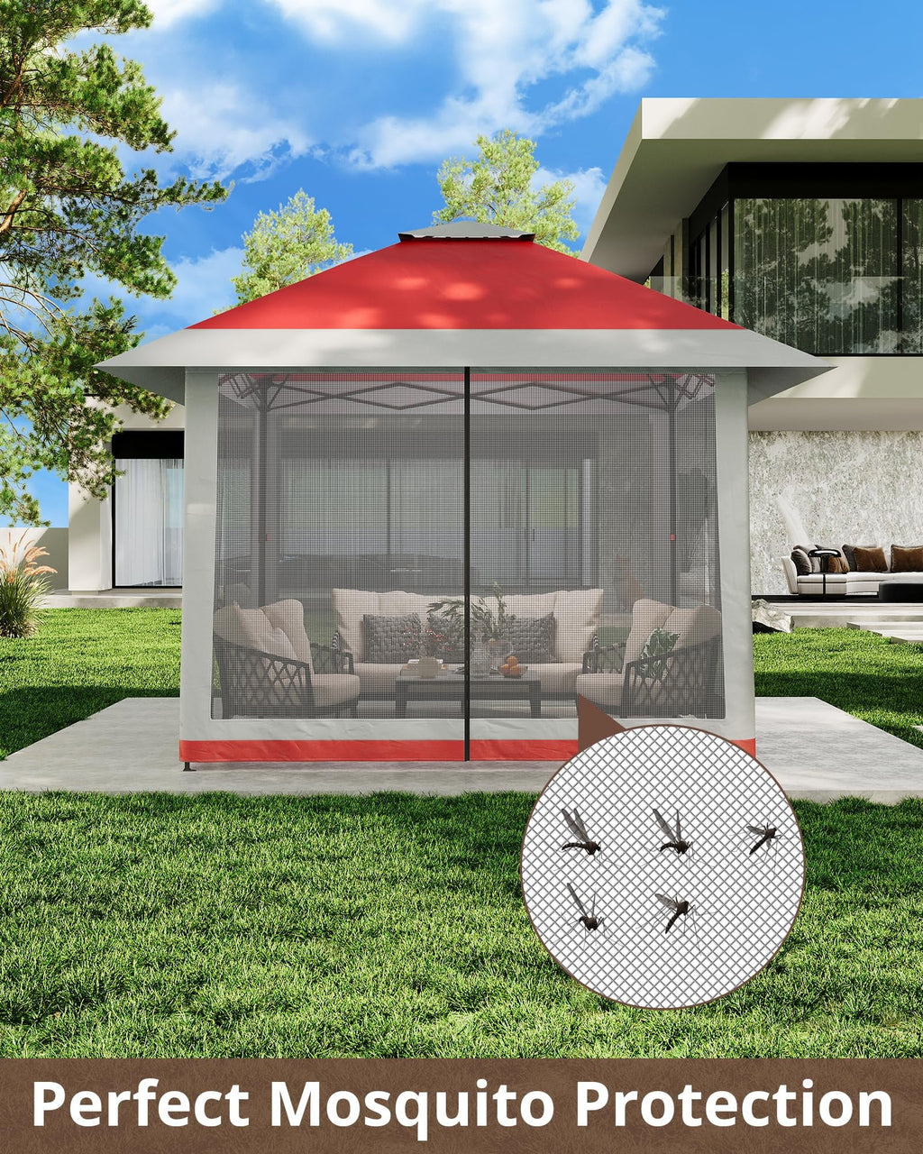Accreate 13' X 13' Outdoor Patio Gazebo,Outdoor Canopy Tent with Mosquito Netting,Backyard Tent for Party, Wedding, Outdoor Dining, Patio, Backyard