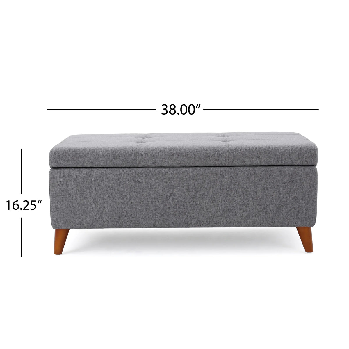 GDF Studio Valeno Mid Century Modern Fabric Tufted Storage Ottoman Bench, Light Gray and Light Brown