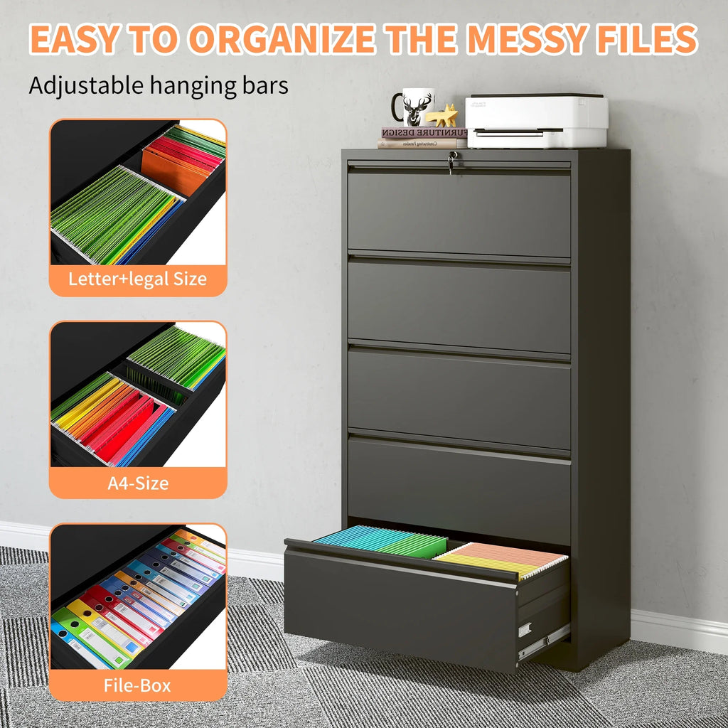 Daatumm 2-Drawer Vertical File Cabinet with Lock, Steel Metal Office & Home Storage for A4/Letter/Legal Size Documents