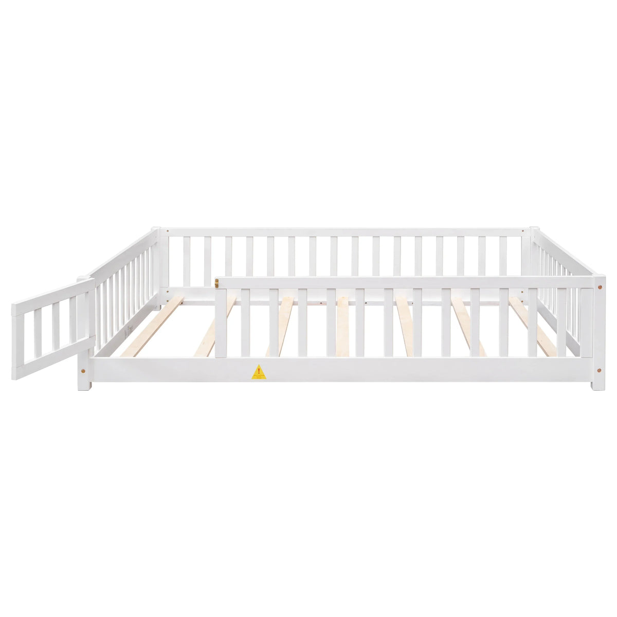 Bellemave Twin Size Floor Beds, Wood Montessori Bed with Fence Railings & Support Slats, No Box Spring Needed (Gray"