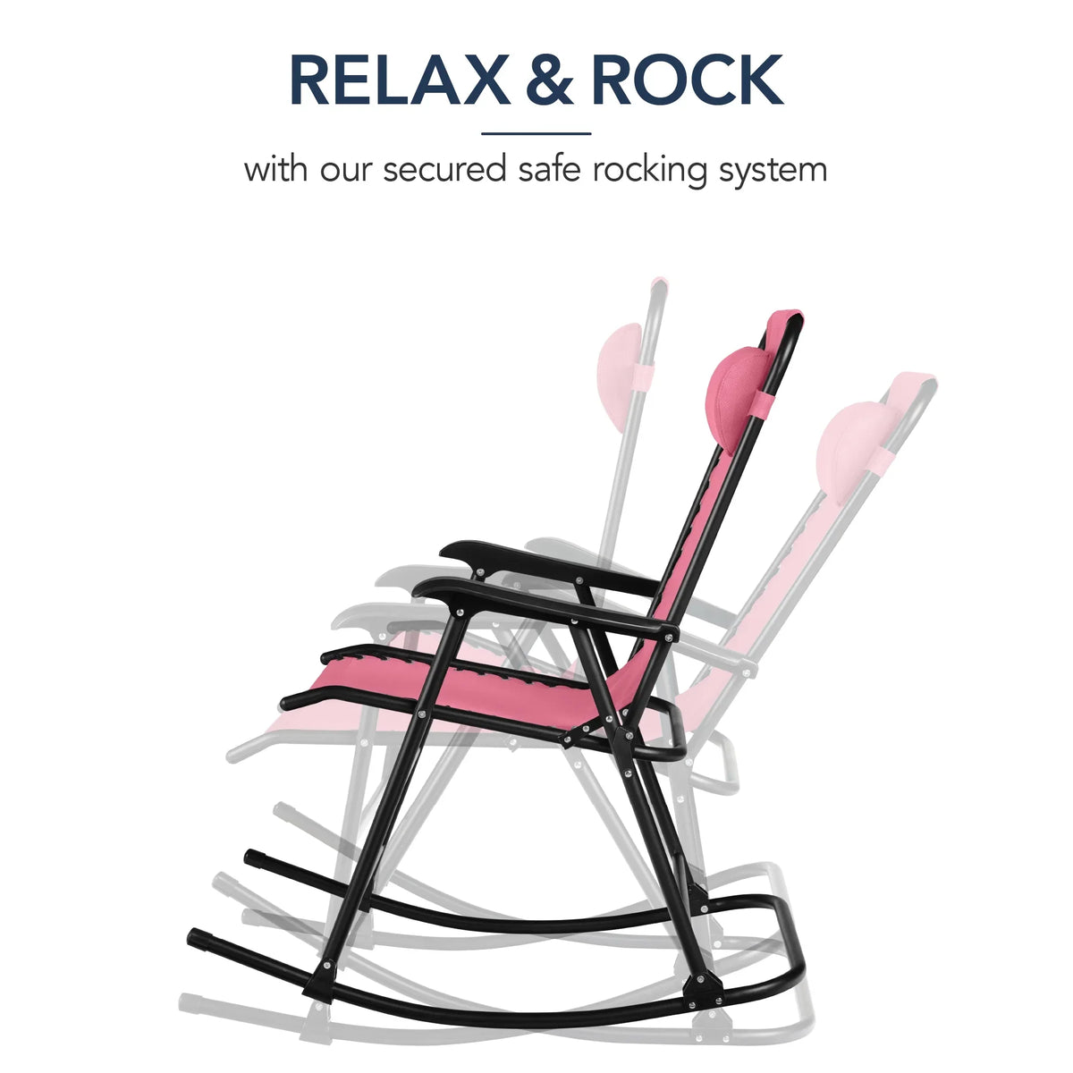 Best Choice Products Folding Outdoor Zero Gravity Rocking Lounge Chair w/ Headrest Pillow - Black