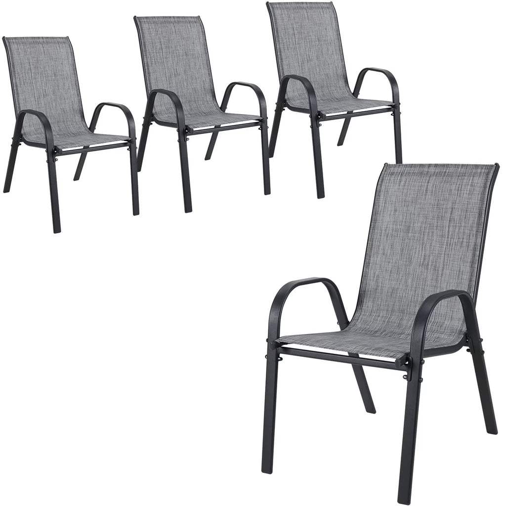 LAZY BUDDY Patio Chairs Set of 4, Stackable Outdoor Dining Chairs, Heavy Duty Breathable Chairs for Backyard, Garden, Lawn 330lbs