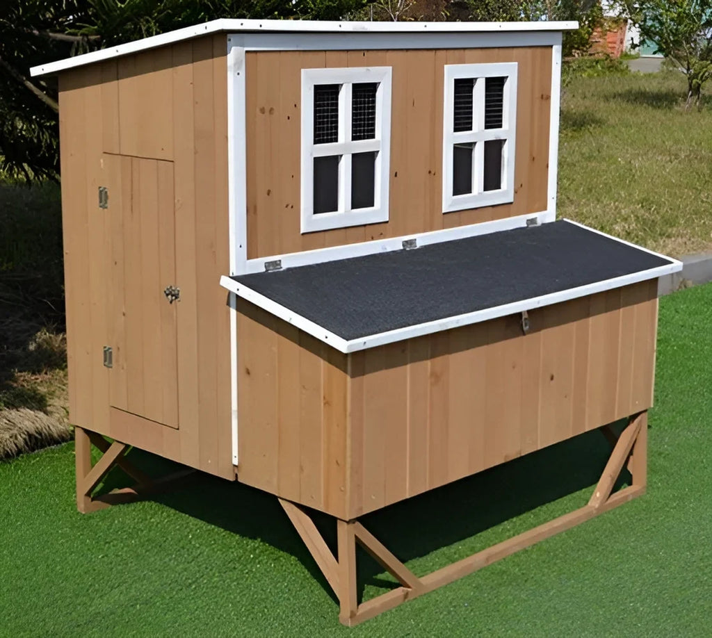 omitree Wooden Chicken Coop Hen House with 4 Nesting Boxes, Fits 4-8 Chickens