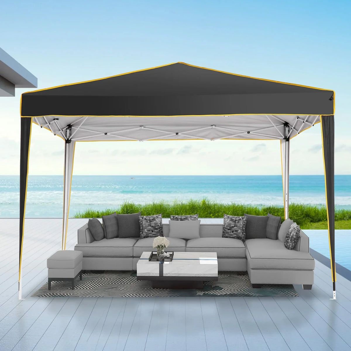 SANOPY 10x10 ft Pop up Canopy, Instant Shelter with 4 Sidewalls & Sandbags, Portable Outdoor Waterproof Canopy with Carry Bag for Camping Party Event Sun Shade