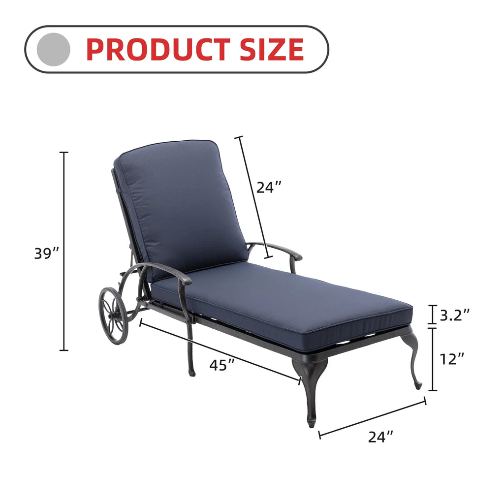 Homefun Aluminum Weatherproof Outdoor Chaise Lounge, Antique Bronze