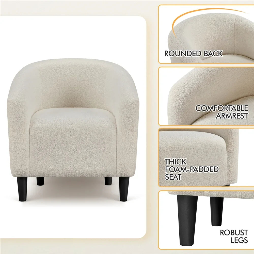 Topeakmart 2pcs Boucle Club Accent Chair for Livingroom, Ivory