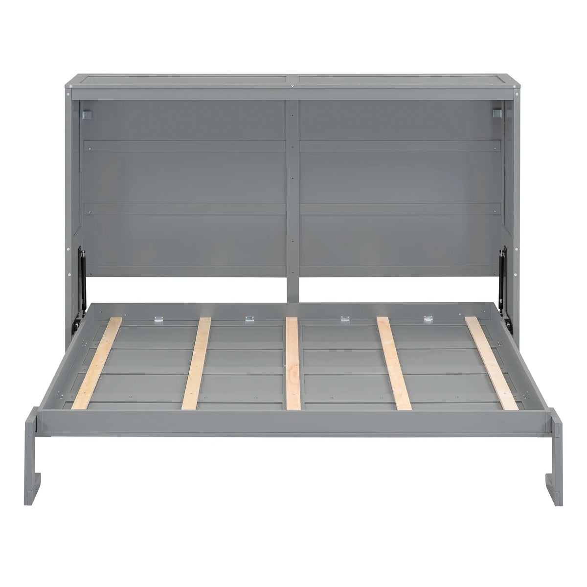 Harper & Bright Designs Full Size Murphy Bed Space-Saving Foldable Wooden Wall Bed with a Shelf for Guest Room Home Office, Gray