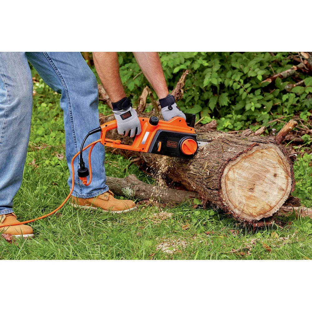 BLACK+DECKER 16" 12 Amp Corded Electric Chainsaw, Tool-Free Chain Tensioning, Auto-Oiling