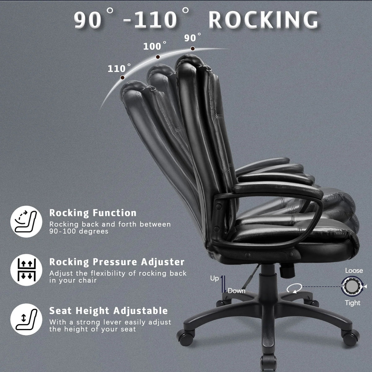 Waleaf Home Office Chair, 400LBS 8Hours Heavy Duty Design, Ergonomic High Back Cushion Lumbar Back Support, Computer Desk Chair, Big and Tall Chair for Work