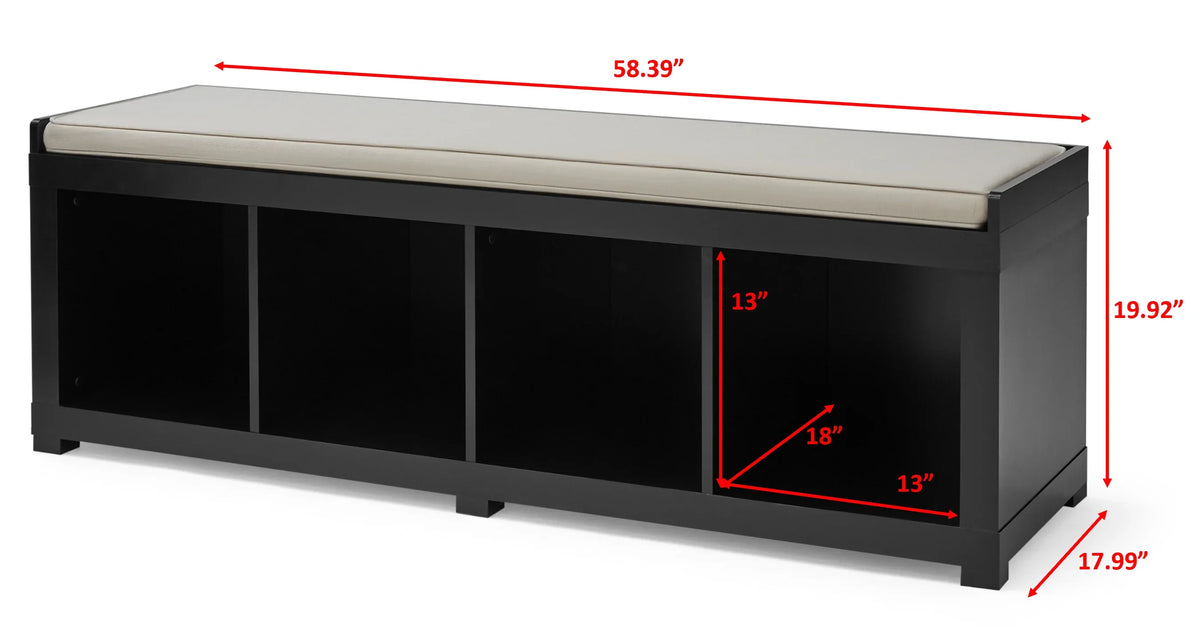 Better Homes & Gardens 4-Cube Shoe Storage 58.39" Bench, Weathered