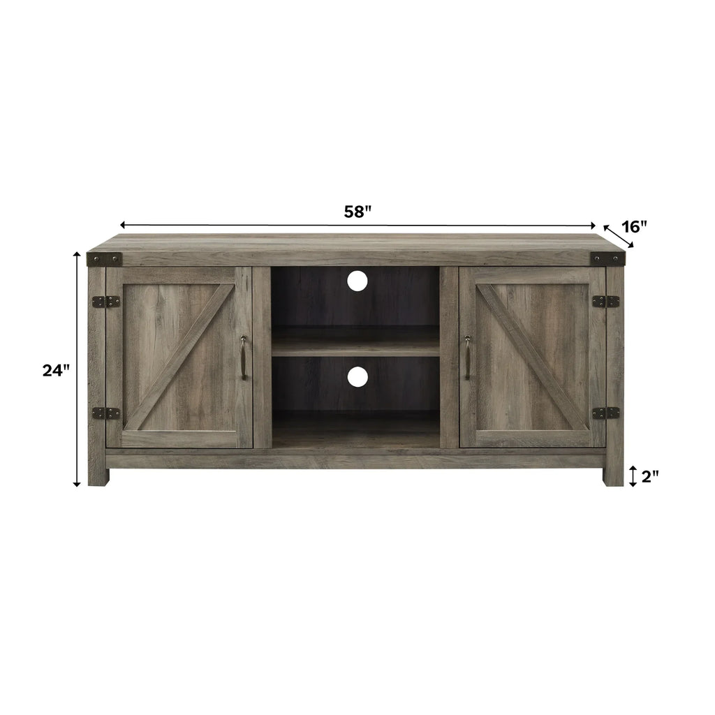 Walker Edison Modern Farmhouse Barn Door TV Stand for TVs up to 65", Grey Wash
