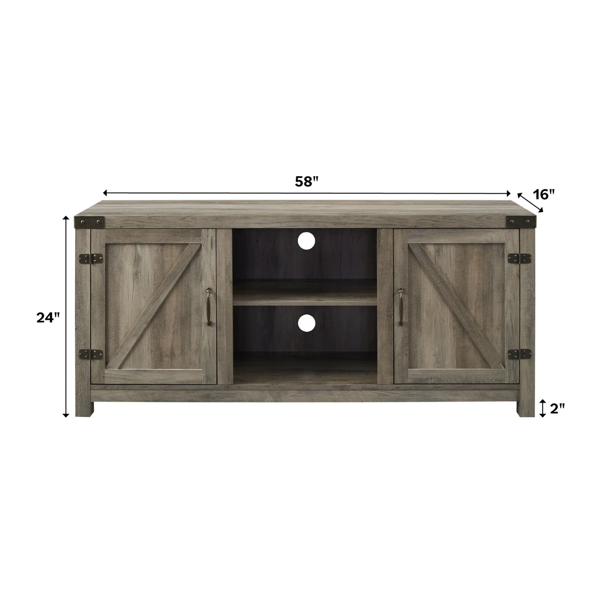 Walker Edison Modern Farmhouse Barn Door TV Stand for TVs up to 65", Grey Wash