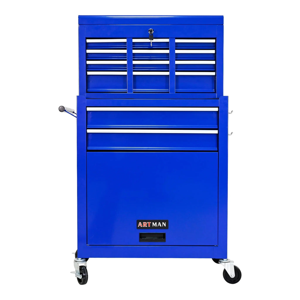 Leuco High Capacity Rolling Tool Chest with Wheels and Drawers, 8-Drawer Tool Storage Cabinet, Heavy-Duty Garage Organizer and Workshop Tool Box, Blue
