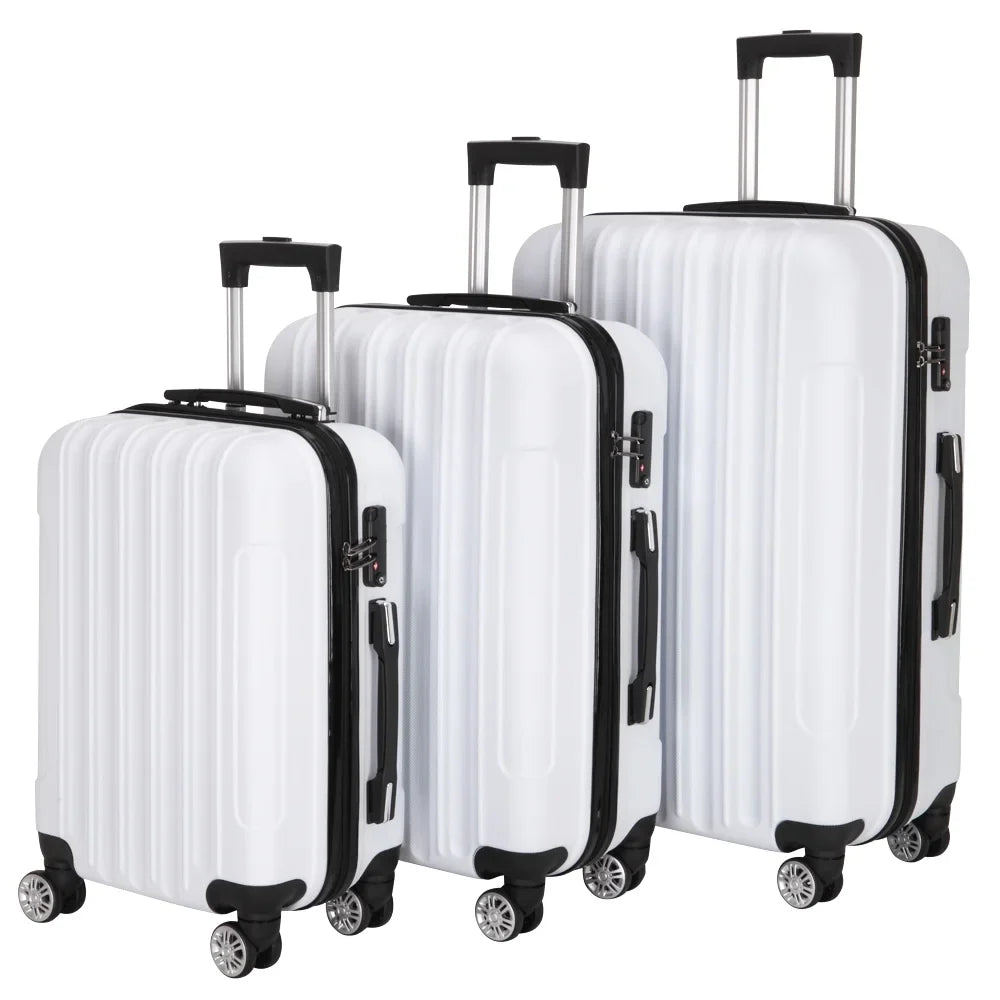 Red 3-Piece Hardshell Spinner Luggage Set (20in, 24in, 28in) - Large ABS Suitcase Set with 8 Wheels, Lightweight & Durable for Travel