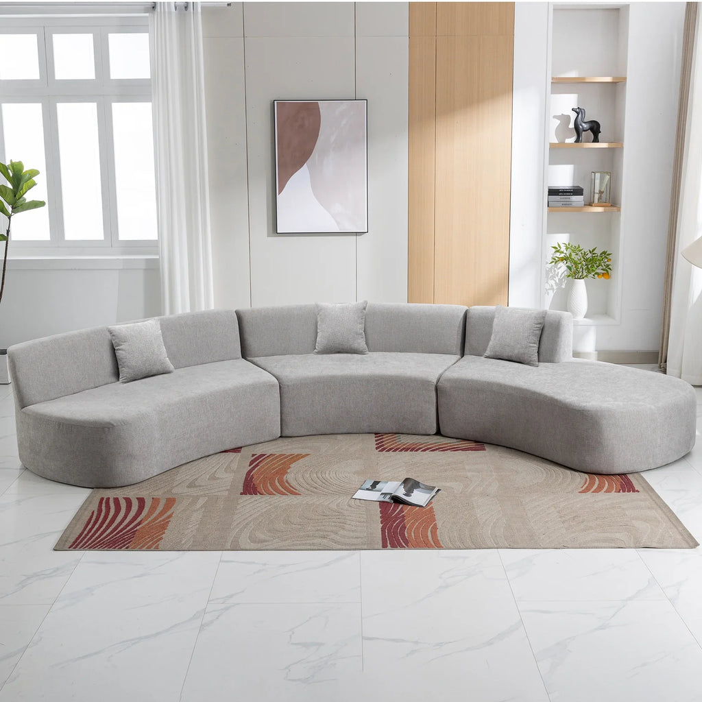Harper & Bright Designs Modern Curved Floor Sofa Set, Modular Sectional Sponge Couch for Living Room, 2 PC Free Combination No Assembly Foam-Filled Sofa, Beige