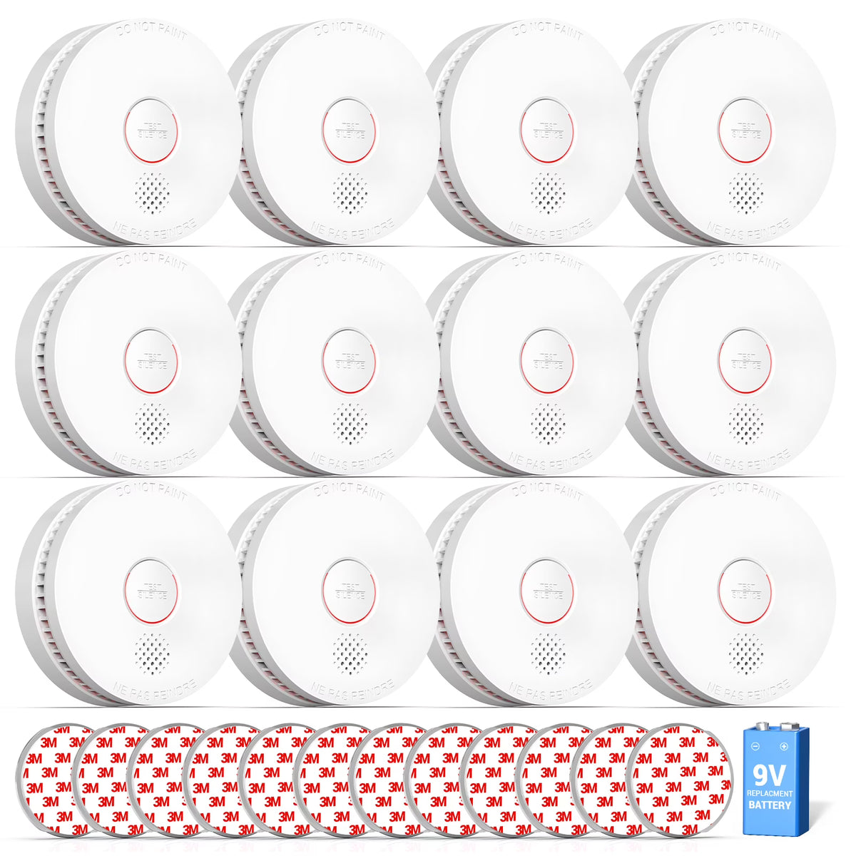 SITERWELL Smoke Detector, 10 Year Product Life Fire Alarm with Magnetic Fastening Kit, Smoke Alarm with Photoelectric Sensor, Low Battery Warning Function for House, ETL-9th Listed, GS509A, 12 Pack
