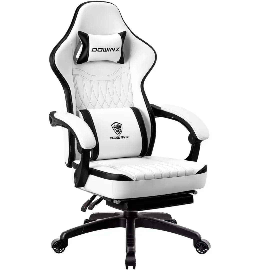 Dowinx Gaming Chair Breathable PU Leather Gamer Chair with Pocket Spring Cushion, Ergonomic Computer Chair with Massage Lumbar Support,Adjustable Swivel Task Chair with Footrest(Brown)