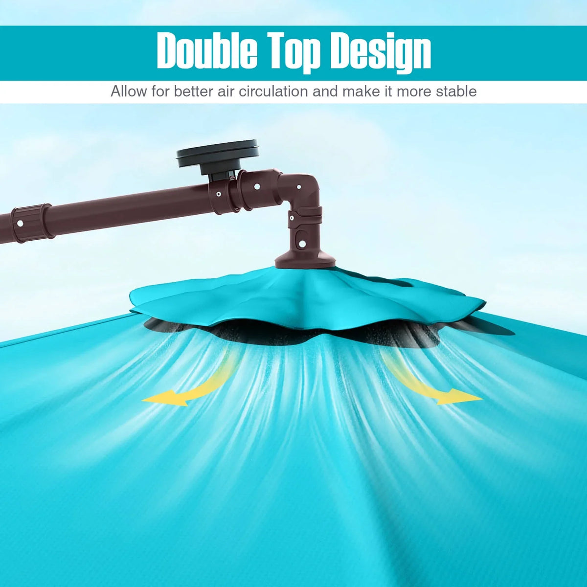 Costway 98.40" Navy Cantilever Patio Umbrella, Base-Included