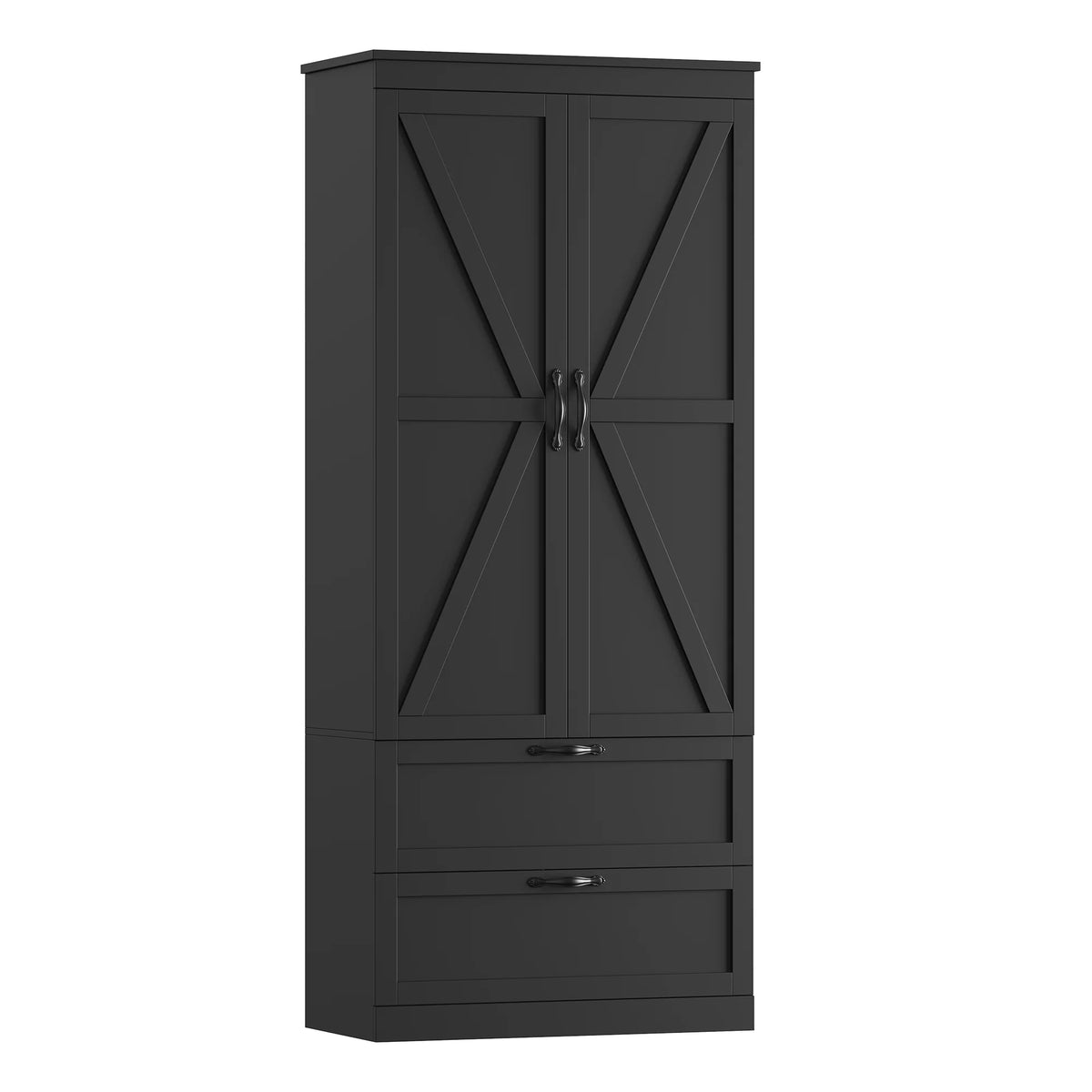 Homfa 70.3"H Bathroom Storage Cabinet, Farmhouse Linen Storage Cabinet with 2 Drawers, White