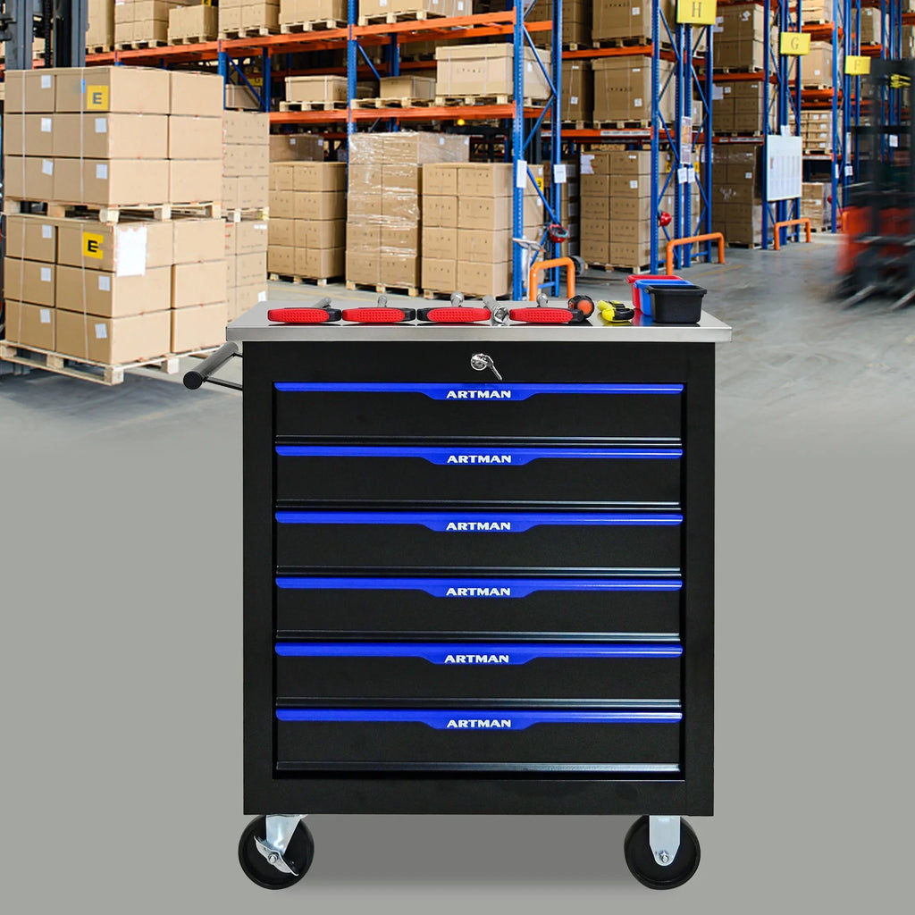 ARTMAN 6-Drawer Tool Storage Chest with Lockable Wheel,6 Drawer Tool Storage Cabinet for Garage, Warehouse, Repair Shop