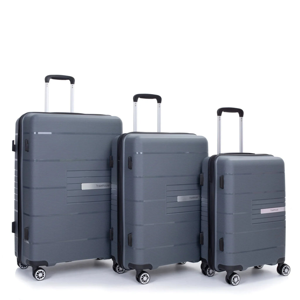 Lightweight PP Suitcase Sets with Spinner Wheels TSA Lock, Hardshell Luggage Sets for Travel Trips, 3-Piece Set (20in/24in/28in), Light Green