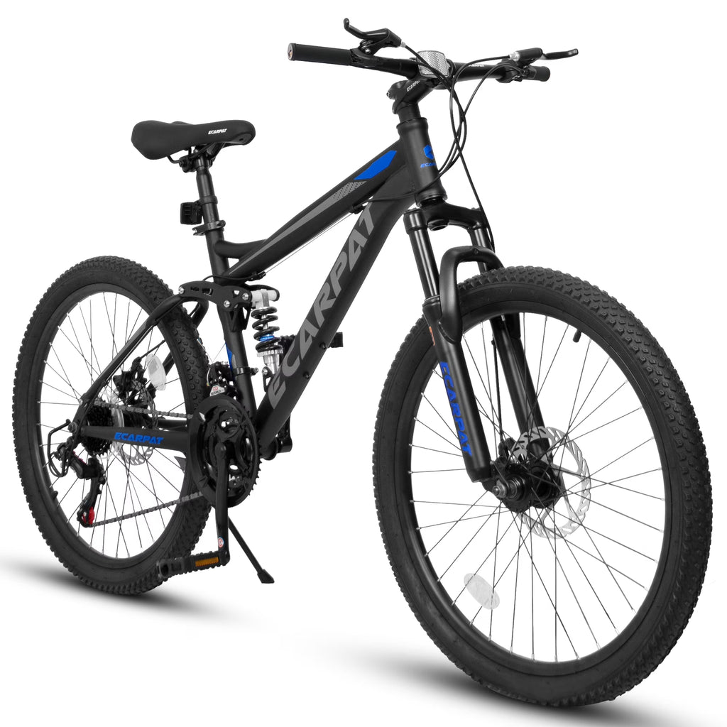 Juuar 26" Mountain Bike for Men, 21 Speed Disc Brake MTB, Full Suspension Steel Frame City Bike Bicycle for Adults, Gray
