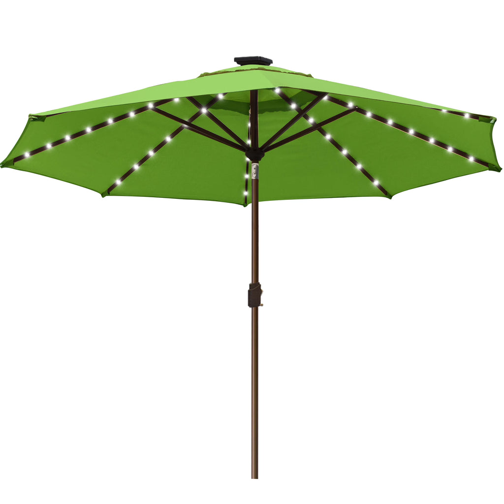 EliteShade Sunbrella Solar Umbrellas 9ft Market Umbrella with 80 LED Lights Patio Umbrellas Outdoor Table Umbrella with Ventilation and 5 Years Non-Fading Top,Ruby