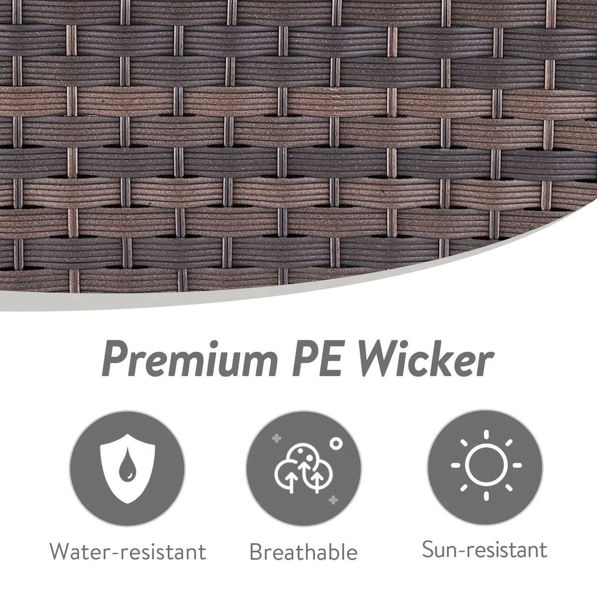 POCASSY Wicker Outdoor Couch, Brown Wicker Sofa Outdoor Furniture with All Weather Rattan and Olefin Cushion for Balcony, Backyard, Porch, Brown/Gray