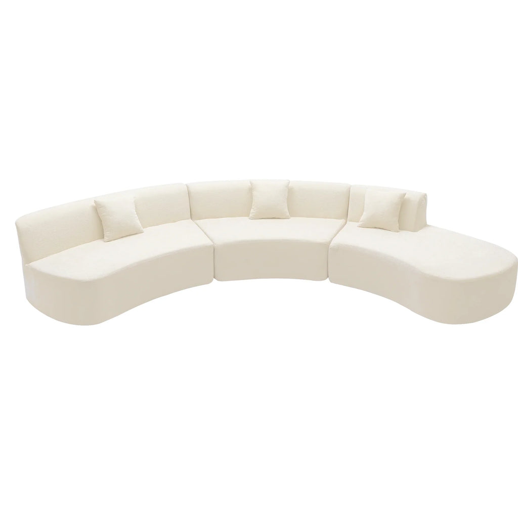 Harper & Bright Designs Modern Curved Floor Sofa Set, Modular Sectional Sponge Couch for Living Room, 2 PC Free Combination No Assembly Foam-Filled Sofa, Beige