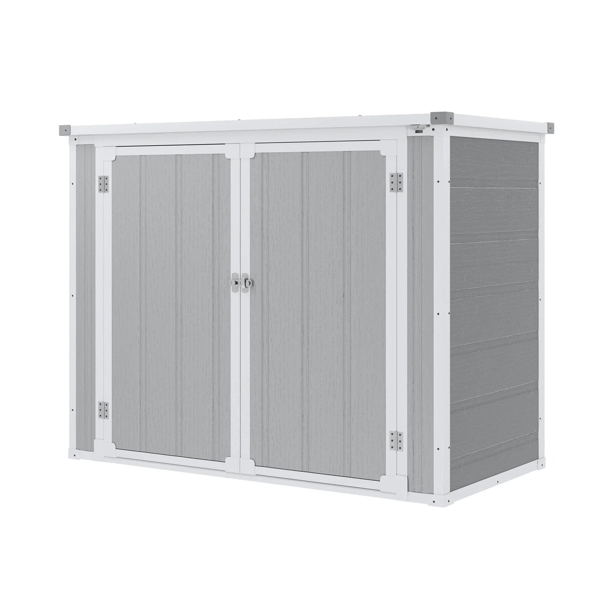 Shinpt Outdoor Storage Shed, 41 Cu Ft. All-Weather Resin Tool Shed, Lockable Double Door Shed for Storage of Garden Tools, Pool Accessories, Bikes, Garbage Bin, for Garden, Yard Lawn Pool