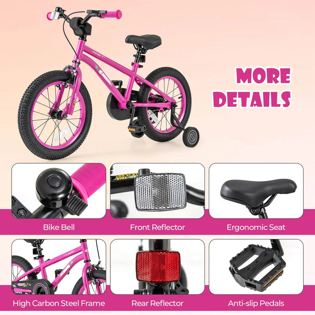 Costway 16-Inch Kid’s Bike for 4-7 Years Old with Adjustable Saddle & Anti-slip Handlebar Black