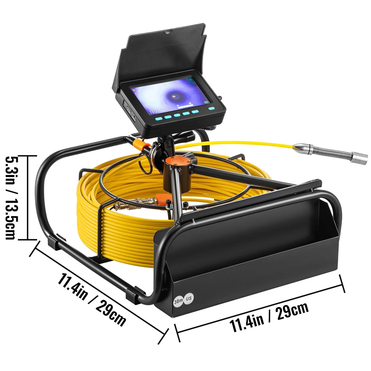 VEVOR Sewer Camera 30M Cable Pipeline Inspection Camera 11cm TFT LCD Monitor Pipe Camera Screen Waterproof IP68 Duct Inspection Camera with 6PCS LEDs 8500MAH Lithium Battery, DVR Function, 30M