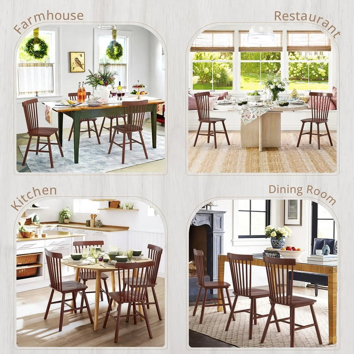 Dycanpo Dining Chairs Set of 4, Black Kitchen/Dining Room Wooden Chairs with Mid Century Modern,18''