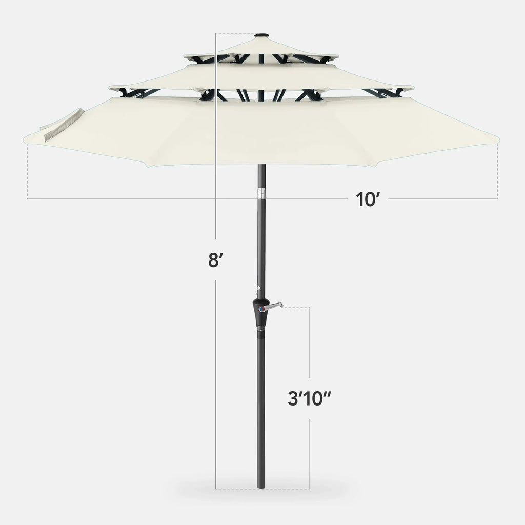 Best Choice Products 10ft 3-Tier Patio Umbrella, Market Sun Shade w/ Tilt Adjustment, Easy Crank - Red