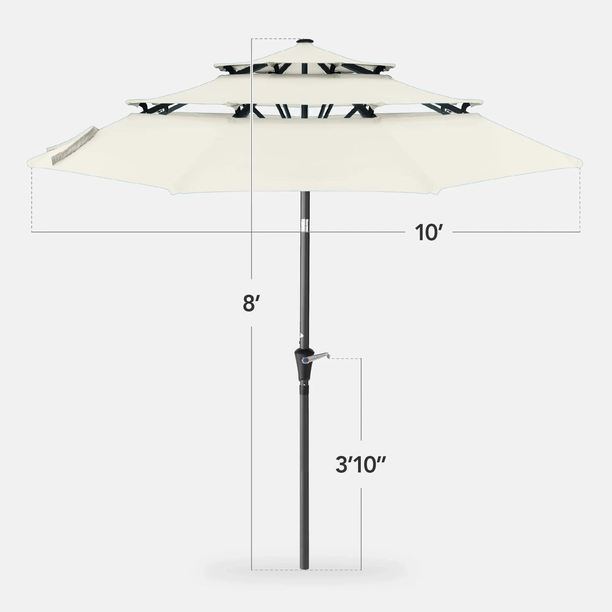 Best Choice Products 10ft 3-Tier Patio Umbrella, Market Sun Shade w/ Tilt Adjustment, Easy Crank - Red