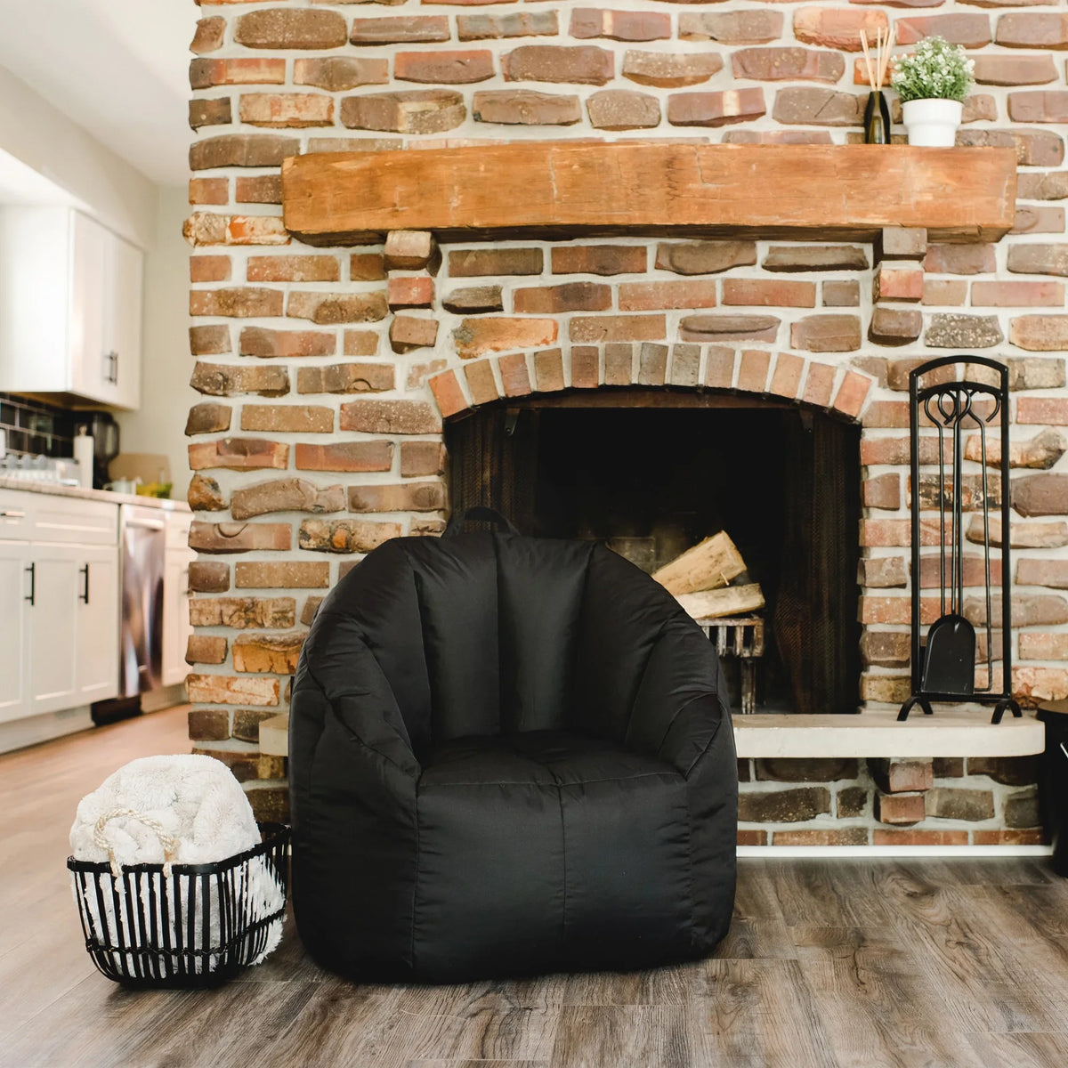 (2 pack) Big Joe Joey Bean Bag Chair, Smartmax, Kids/Teens, 2.5ft, Black
