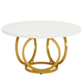 GVN Dining Table, Kitchen Table,Round Dining Table for 4, Modern 47" Kitchen Table with Metal Base,White & Gold