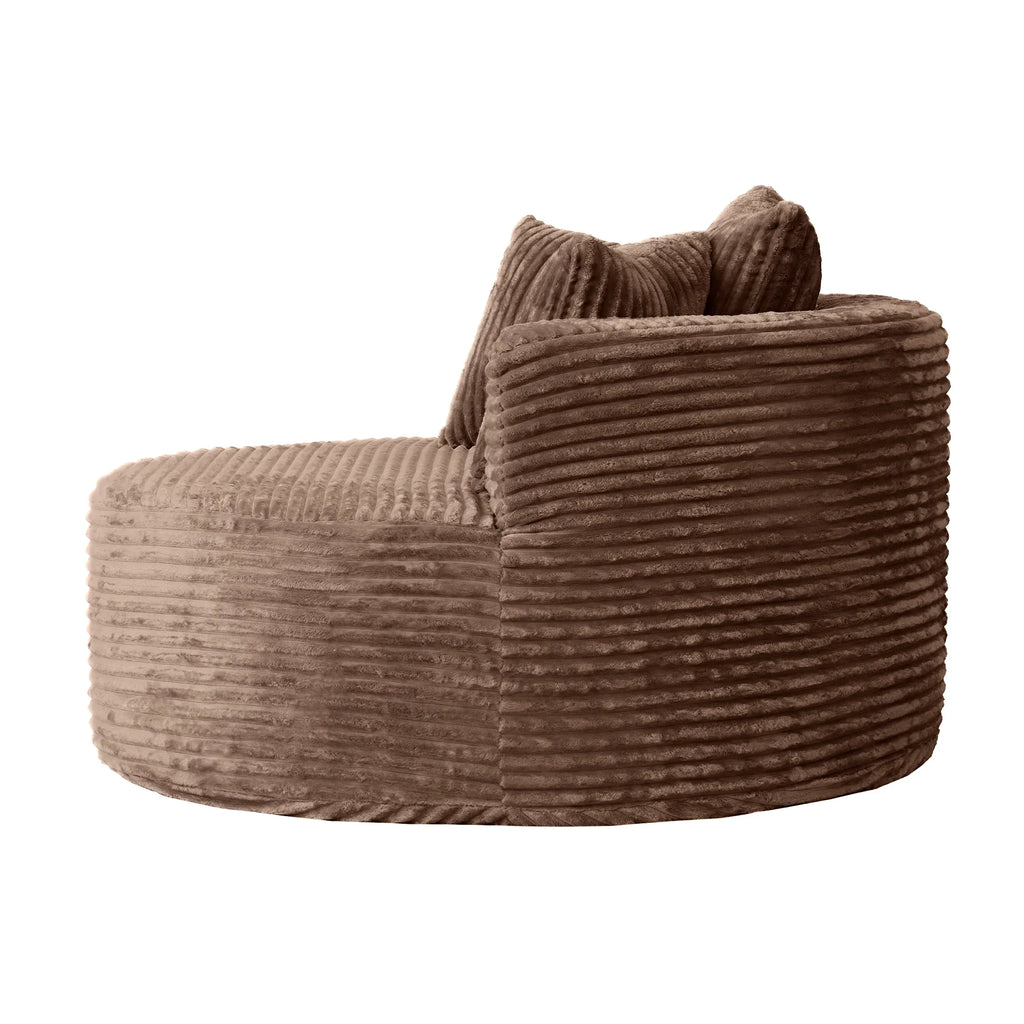 Sodrens Oversized Chaise Lounge Chair Indoor,Upholstered Sofa Bed with Throw Pillows and Armrests,Sleeper Chair for Living Room,Bedroom,Brown,Corduroy