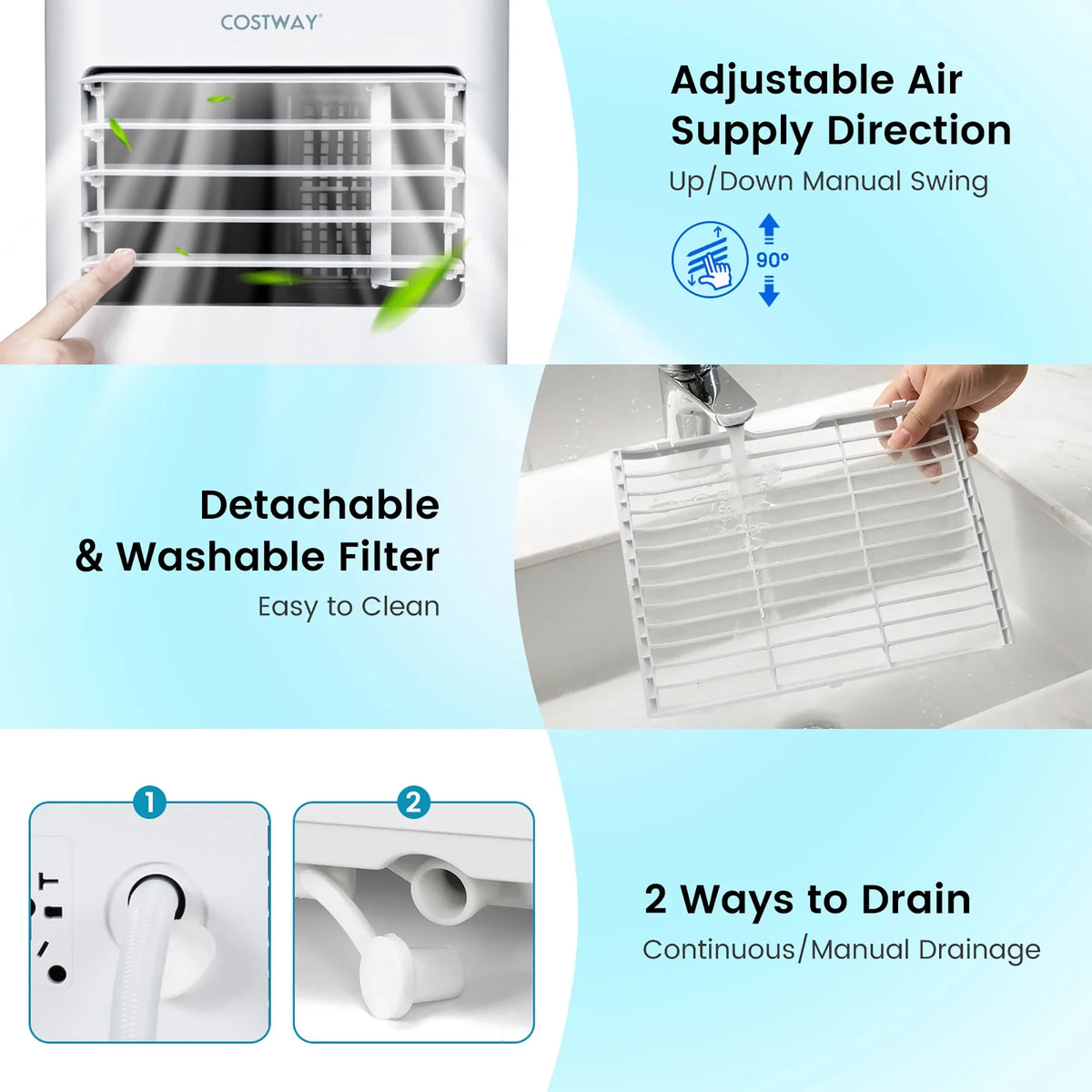 Costway 5000 BTU (8000 BTU ASHRAE) Portable Air Conditioner 4-in-1 AC Unit with Cool Fan Dehum Sleep Mode