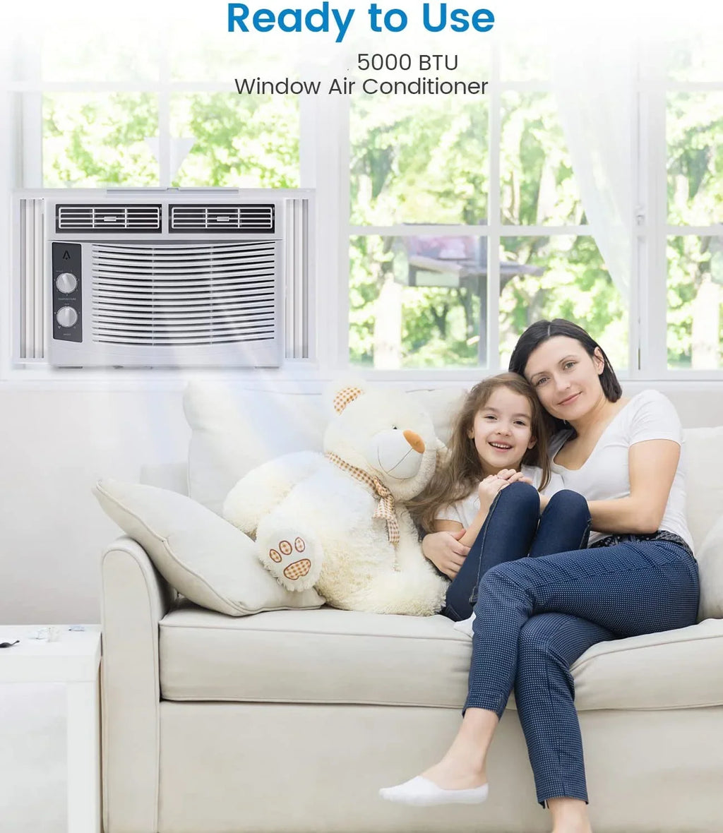 Lumiparty 6,000 BTU Window Air Conditioner, Cools 250 Sq.ft., Window AC Unit with Remote Control, Sleep Mode, Bedroom, Room, Office, White
