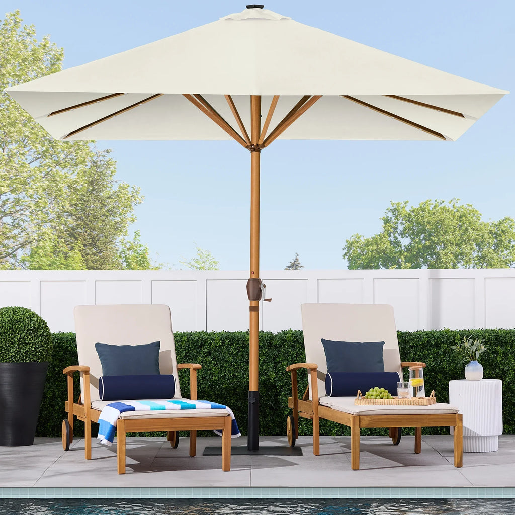Best Choice Products 9ft Deep Square Solar LED Lighted Patio Umbrella w/ Woodgrain Pattern, UV-Resistant - Black