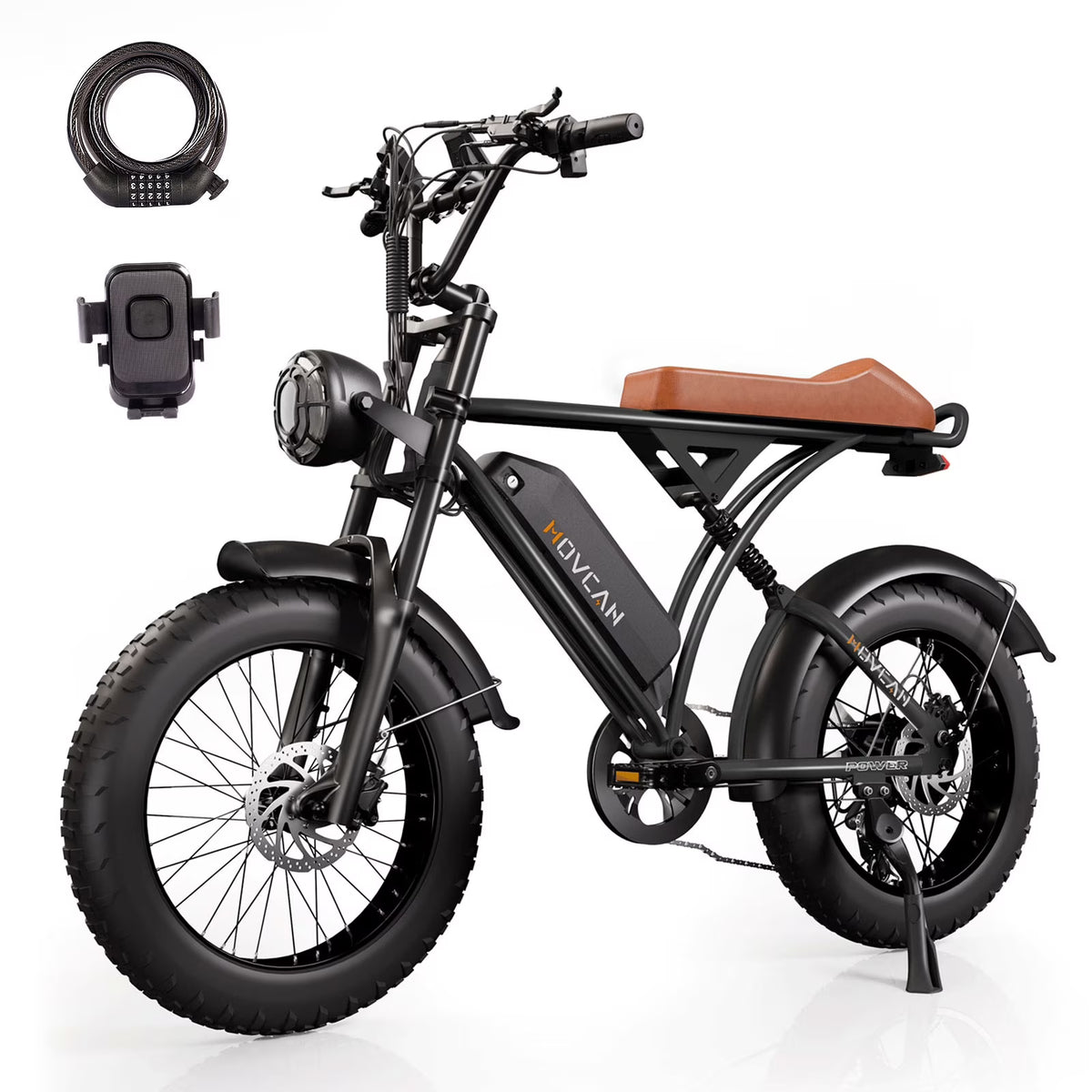 Movcan 20" Fat Tire Electric Bike for Adult, 750W Mountain Ebike, 48V 18.2Ah Removable Battery, 7 Speed Dual Hydraulic Brake E-Motorcycle Bike UL2849